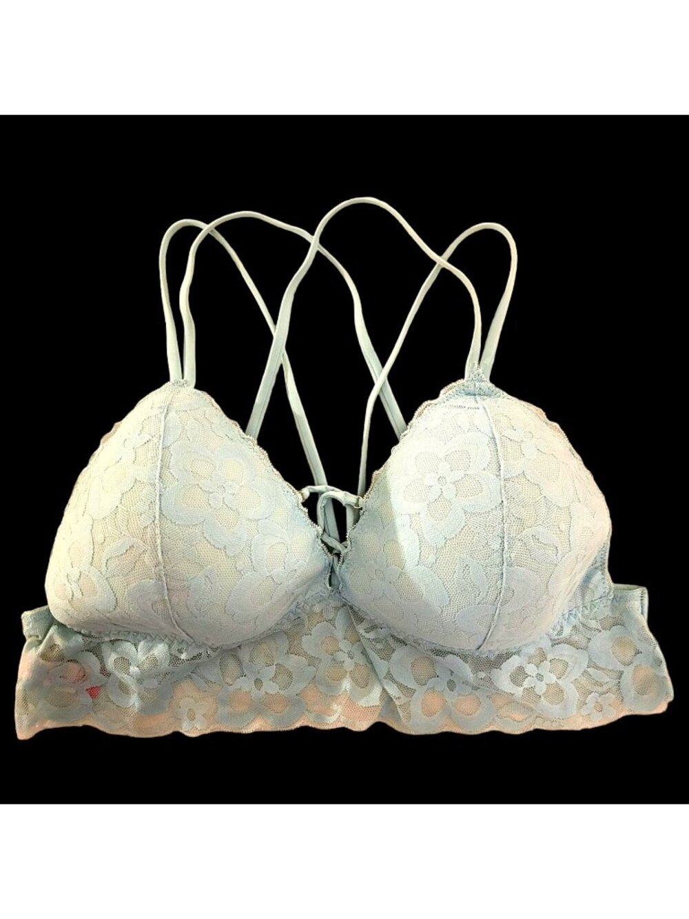 No Boundaries Aqua Lace Bralette 73P661 NWOT Strappy Back Design 3XG/XXXL